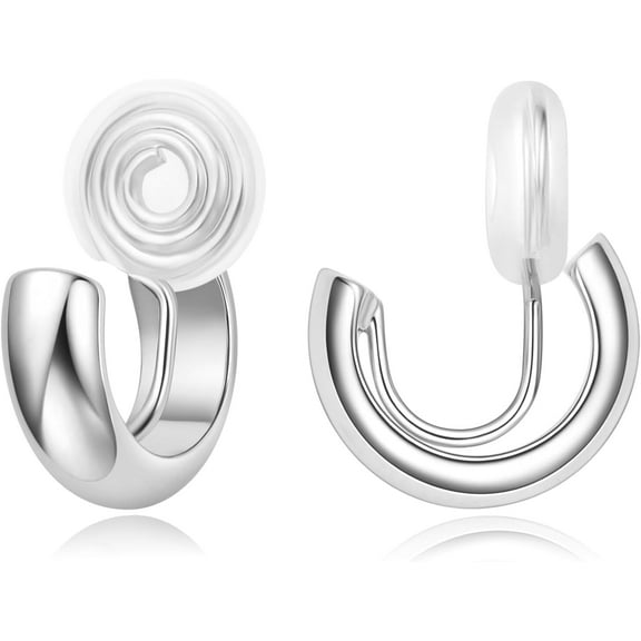 Gold Hoop Clip on Earrings for Women Hypoallergenic 14k Real Gold Plated Lightweight Small Chunky Clip on Earrings for women