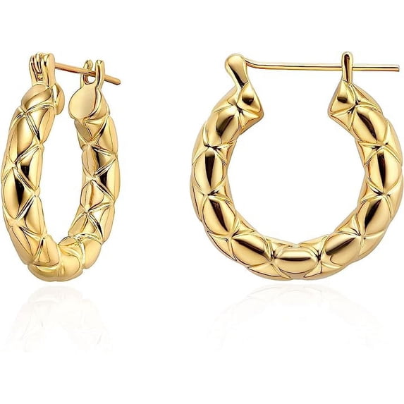 Gold Hoop Earrings 14K Gold Plated Huggie Hoops Twisted Croissant Earrings Small Hoop Earrings for Women Jewelry Gifts