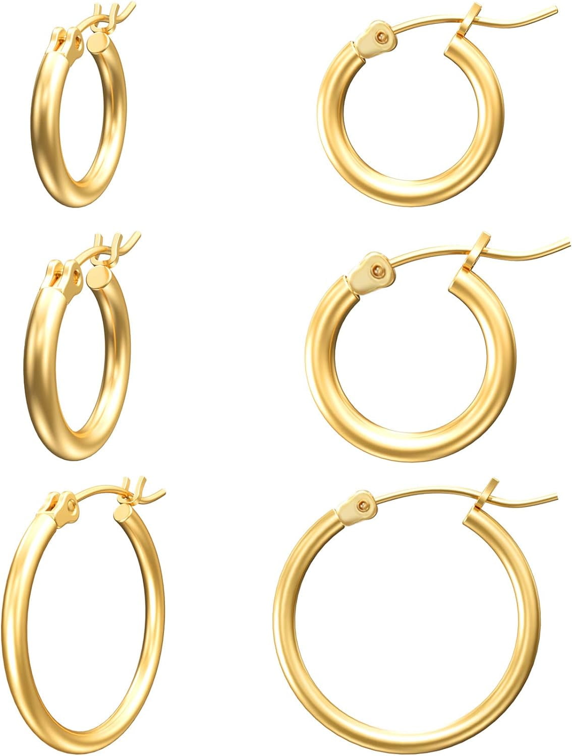 Gold Hoop Earrings For Women 14K Real Gold Plated Hoops With 925 Sterling Silver Post[Z1641]