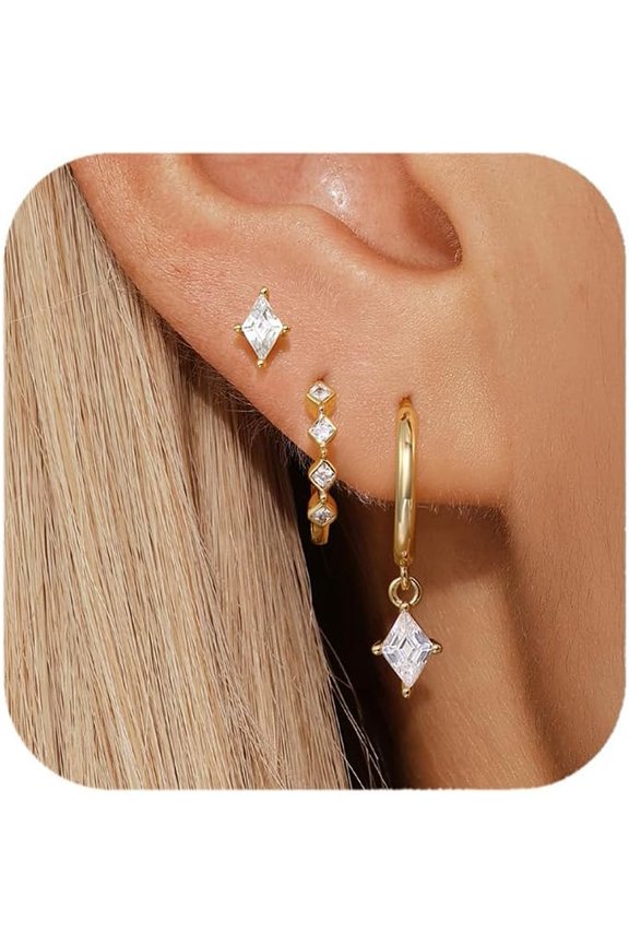 Gold Hoop Earrings Set for Women, Small 14K Gold Plated Earring Stacks, Cartilage Huggies Hoop Earring Sets For Multiple Piercing, Dainty Birthday Jewelry for Mom/Friend/Wife