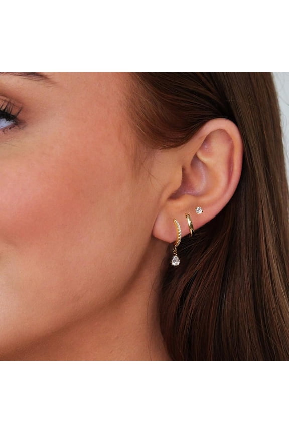 Gold Hoop Earrings For Women, 14K Gold Plated Pearl Hoop Earrings Dainty Earrings Set Hypoallergenic H Ie Earrings For Women Trendy Simple Cartilage Earring Stacks Cute Gold Studs Earrings F[Z2613]