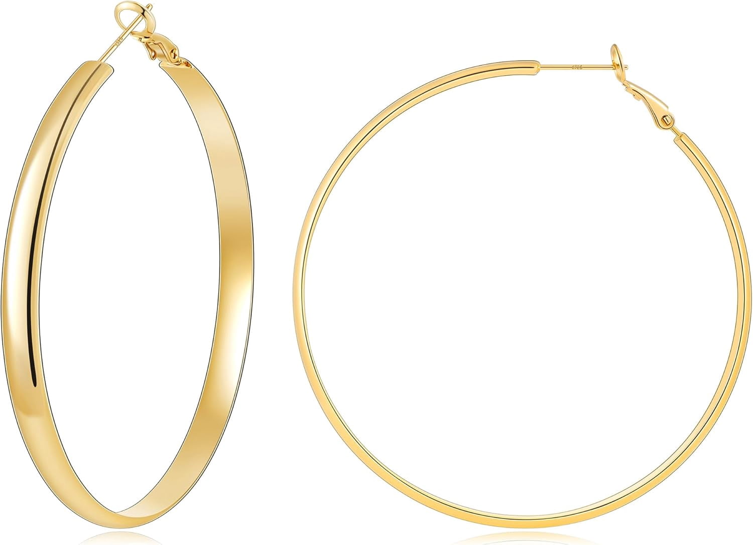 Gold Hoop Earrings For Women, 14K Real Gold Plated With 925 Sterling Silver Post, Hypoallergenic Lightweight Thick Gold Hoops Earrings For Women Trendy[Z5333]