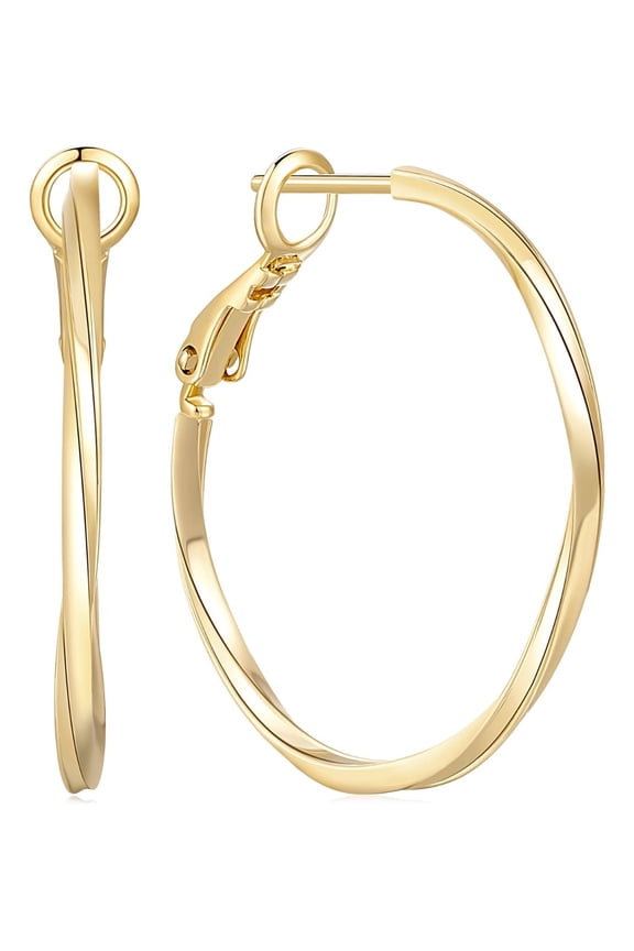 Gold Hoop Earrings for Women Lightweight 14K Gold Hoops Hypoallergenic Earrings Minimalist Hoop Earrings for Women Trendy 14K Gold Jewelry Birthday Christmas Anniversary Gifts for Women 30mm