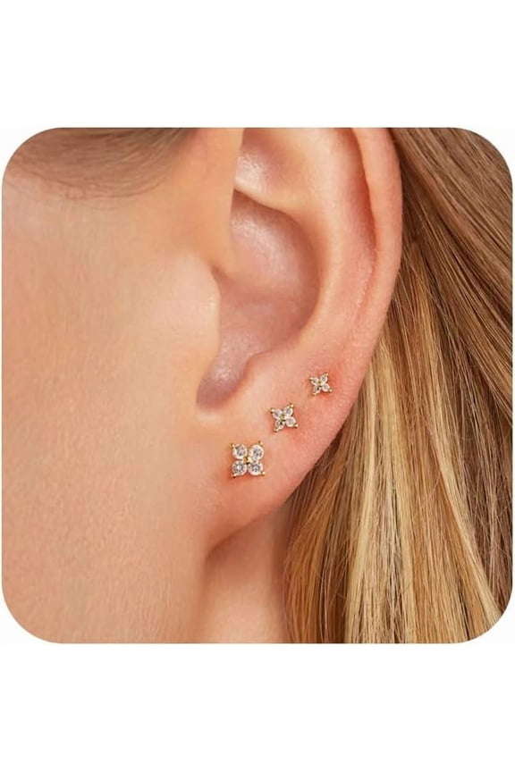 Gold Hoop Earrings for Women, Small 14K Gold Plated Huggie Hoop Earrings Dainty Earring Stacks Hypoallergenic Simple Cartilage Earring Sets for Multiple Piercing Jewelry