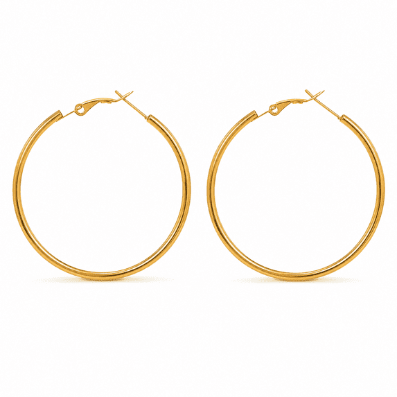 Gold Hoop Earrings for Women, Thin Gold Plated Hinged Hoop Earrings, Lightweight Minimalist Circle Earrings for Everyday Wear and Female Jewelry Gift,40mm