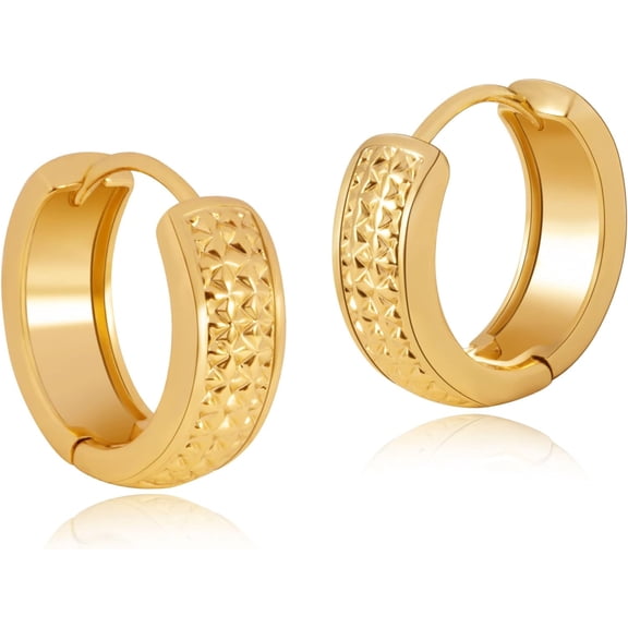 Gold Hoop Earrings for Women, 14K Gold Filled Dainty Huggie Dangle Earrings Hypoallergenic Everyday Jewelry