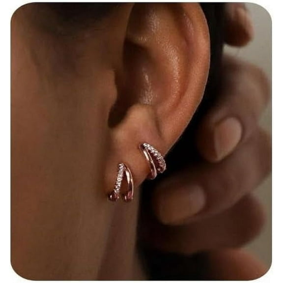 Gold Hoop Earrings for Women,14K Gold Plated Huggie Hoop Earrings for Gift