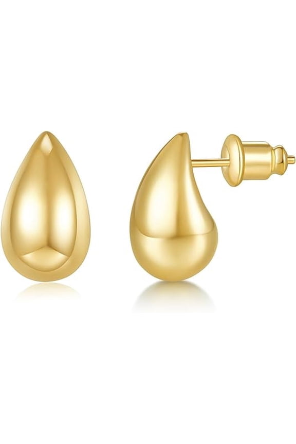 Gold Hoop Earrings for Women, Dupes Earrings Waterdrop Hollow Open Hoops, Hypoallergenic Gold Plated Earrings