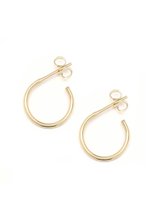 Gold Hoop Earrings with Post, 12mm, 14K Gold Filled