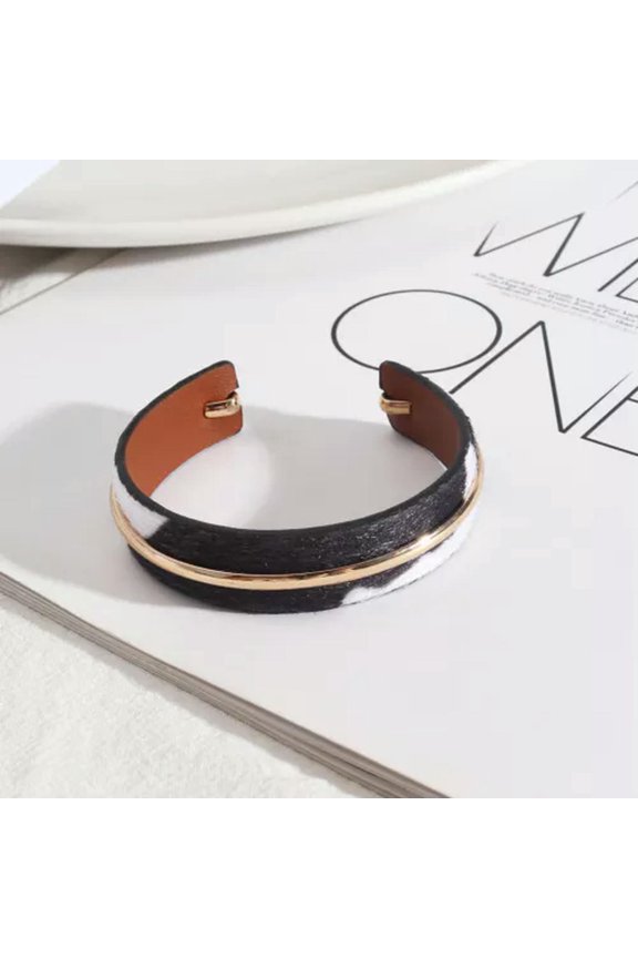 Gold Hoop Leopard Open Cuff Bangle Women Fall Winter Fashion Jewelry Gifts New