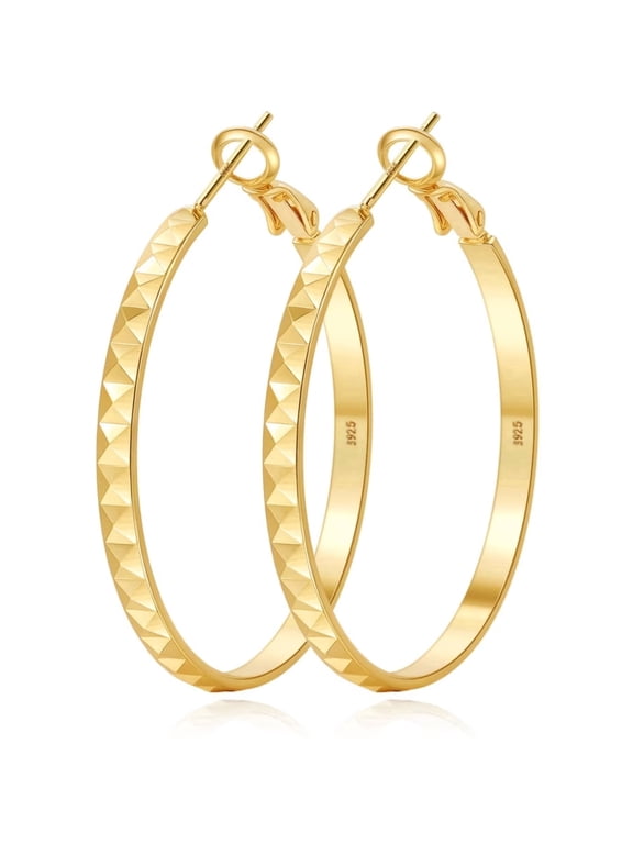 Gold Hoop Earrings for Women, Hypoallergenic 14K Gold Plated Hoop Earrings, 30mm, Jewelry Gifts