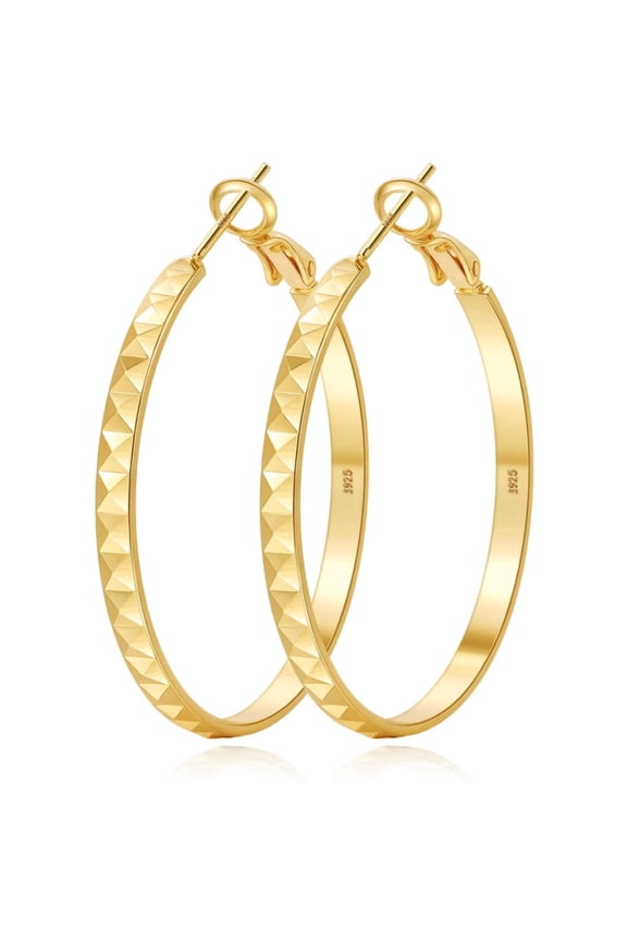 Gold Hoop Earrings for Women, Hypoallergenic 14K Gold Plated Hoop Earrings, 30mm, Jewelry Gifts