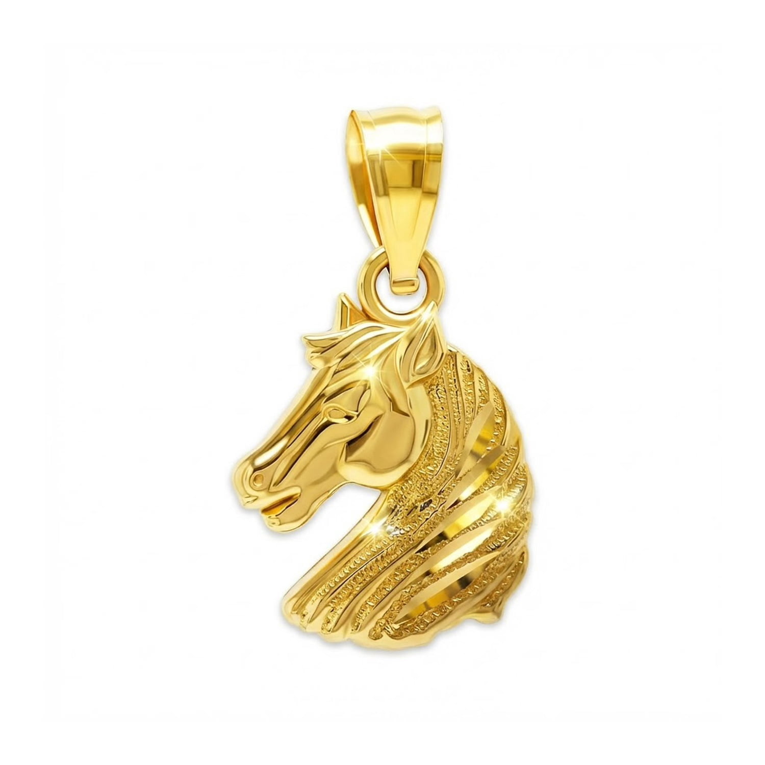 Gold Horse Head Charm Pendant - 10 Karat Gold - Horse Head Jewelry - Stallion Pendant Necklace