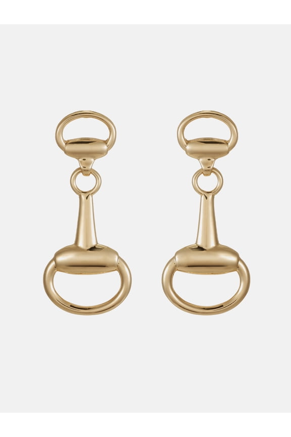 Horsebit Drop Earrings, Gold-Tone