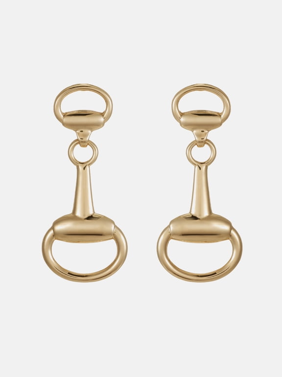 Horsebit Drop Earrings, Gold-Tone