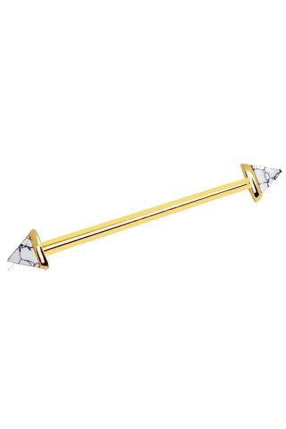 Gold Howlite Triangle Industrial Barbell