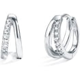 thumbnail image 1 of Gold Huggie Earrings Small Huggie Hoop Earrings for Women 14K Gold Plated Hypoallergenic Cubic Zirconia Huggies Mini Gold Silver Hoop Earrings for Women, 1 of 14