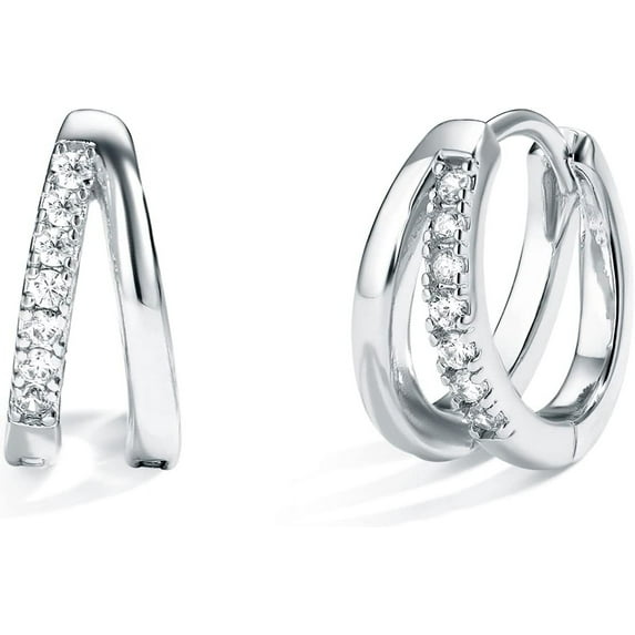 Gold Huggie Earrings Small Huggie Hoop Earrings for Women 14K Gold Plated Hypoallergenic Cubic Zirconia Huggies Mini Gold Silver Hoop Earrings for Women