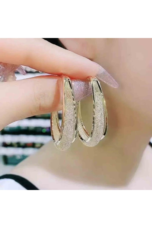 Gold Huggie Hoop Earrings,Huggie Hoops,Hair Clip Without Ear Hole Ear Rings Metal Ear Nail Multilayer Diamond Inlaid C-shaped Detumescence Ear Rings,Hoop Earrings for Women(Gold 2*1in)