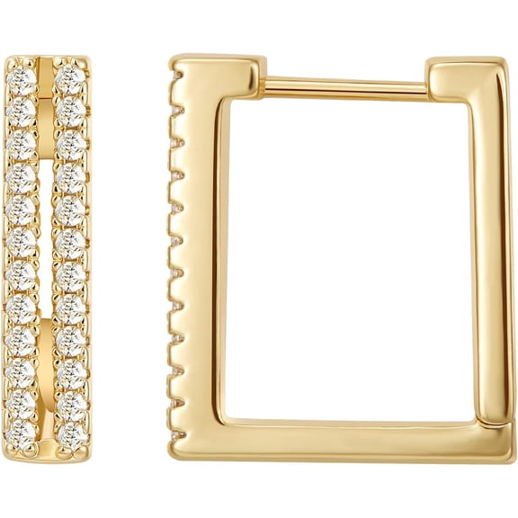 Gold Huggie Hoop Earrings for Women, S925 Sterling Silver Post CZ Small Hoop Earrings 14K Gold Plated Dainty Lightweight Cuff Earrings Handmade Jewelry