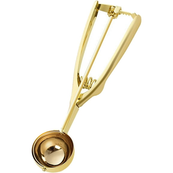 Gold Ice Cream Scoop Stainless Steel Cookie Scoops for Baking Melon Baller with Trigger 3 Sizes (Gold, M)