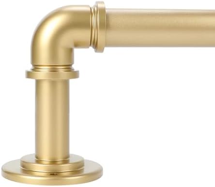 Gold Industrial Curtain Rods for Windows 28 to 48 Inch(2.3 to 4 Feet), 1 Inch Diameter Blackout Wrap Around Adjustable Heavy Duty Window Drapery Rods, Indoor and Outdoor