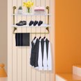 thumbnail image 1 of Gold Industrial Pipe Clothing Rack with Shelves Clothes Rack Retail Display Hanging Holder, 1 of 8