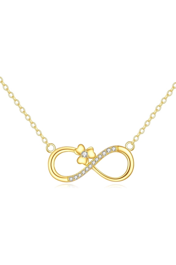 Gold Infinity Necklace 14K Gold Moissanite Infinty Clover Pendant Necklace Jewelry Christmas Gifts for Women