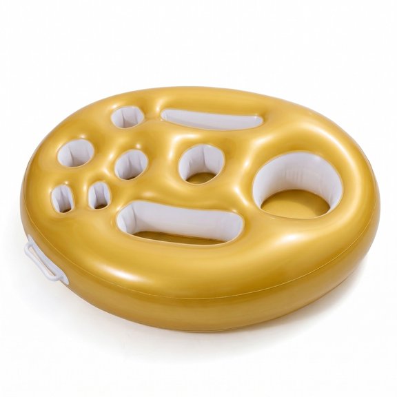 Gold Inflatable Pool Serving Float with Cup Holders and Snack Trays - Gold