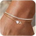thumbnail image 1 of Gold Initial Ankle Bracelets for Women Waterproof 14K Gold Filled Layered Anklets for Women Non Tarnish Women's Anklets Adjustable Large Ankle Summer Beach Foot Jewelry, 1 of 5