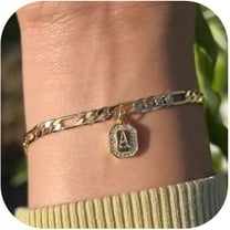 Gold Initial Bracelet for Women Mens Dainty Couples 14K Gold Plated Letter Bracelets for Women Non Tarnish Filled Gold Charm Bracelet Trendy