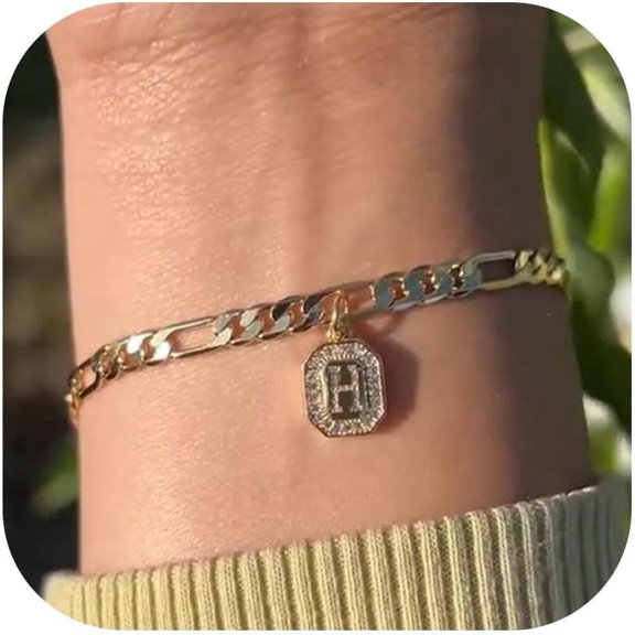 Gold Initial Bracelet for Women Mens Dainty Couples 14K Gold Plated Letter Bracelets for Women Non Tarnish Filled Gold Charm Bracelet Trendy
