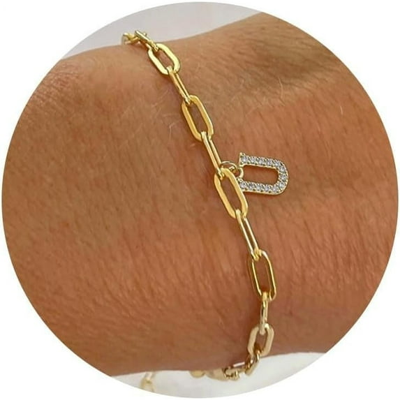 Gold Initial Bracelets for Women Girls - Dainty 16K Gold Plated Bracelet | 26 Alphabets Bracelets | Monogram Charm Bracelet | Preppy Jewelry | Gold Jewelry for Women | Teen Girls Gifts Stuff