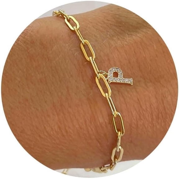 Gold Initial Bracelets for Women Girls - Dainty 16K Gold Plated Bracelet | 26 Alphabets Bracelets | Monogram Charm Bracelet | Preppy Jewelry | Gold Jewelry for Women | Teen Girls Gifts Stuff