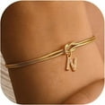 thumbnail image 1 of Gold Initial Bracelets for Women, Knot Bracelet 18K Gold Plated CZ Letter A-Z Initial Bracelet Herringbone Bracelet Dainty Gold Bracelet Adjustable Bracelets for Women Gold Jewelry for Women Gift, 1 of 7