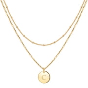 Turandoss Layering Initial Pendant Y-Necklaces for Women 14K Gold Plated Coin Letter A-Z Adjustable Jewelry Birthday Mothers Day Gifts for Women Mother Daughter