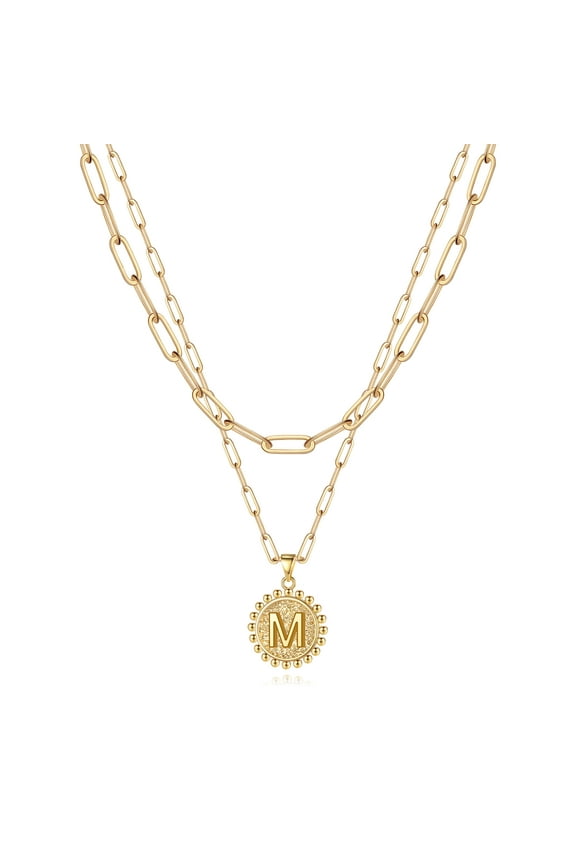 14K Gold Plated Initial Necklace for Women Girls Layering Paperclip Link Adjustable Jewelry Birthday Accessories Gifts for Bride Wife Girlfriend Gifts