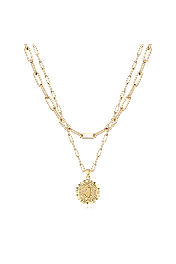 14K Gold Plated Layering Initial Pendant Necklace for Women Personalized Adjustable Paperclip Choker Letter A-Z Jewelry Birthday Wedding Gifts for Women Bride Wife Girlfriend Gifts