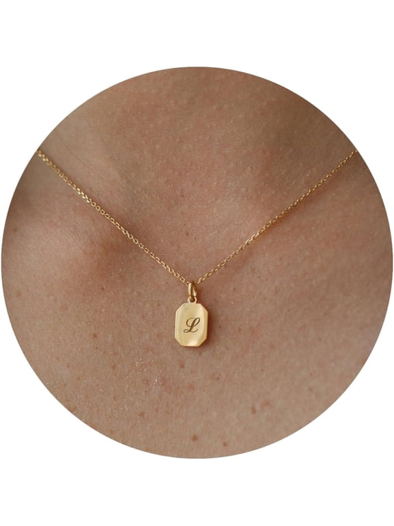 Gold Initial Necklace for Women - Dainty 14K Gold Plated Letter A-Z Pendent Necklace for Women Trendy, Womens Gold Jewelry Necklace Gifts