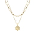 thumbnail image 1 of Gold Initial Necklace for Women - Hexagon Letter Pendant Jewelry Stainless Steel Layered Necklace A-Z Alphabet for Her 2PCS, 1 of 4