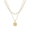 thumbnail image 1 of Gold Initial Necklace for Women Elegant Hexagon Letter Pendant Layered Jewelry Stainless Steel for Her 2PCS, 1 of 4