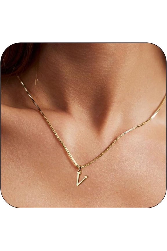 Gold Initial Necklaces for Women 14K Gold Plated Dainty Letter Necklace Personalized Initial Pendant Necklace Tiny Letter Name Necklaces Christmas Gift for women
