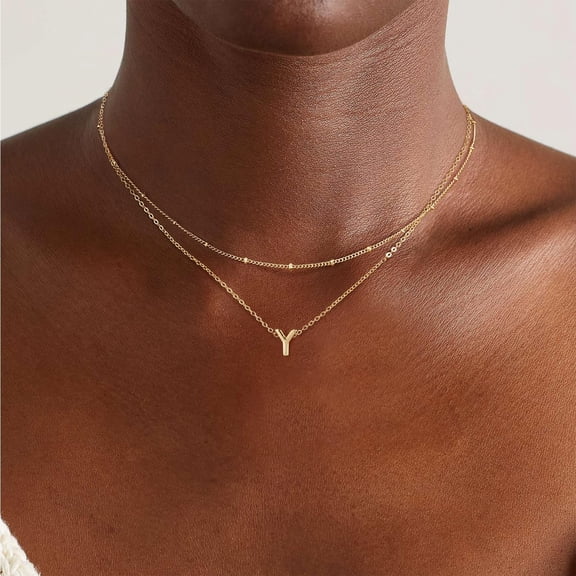 Gold Initial Necklaces For Women, 14K Gold Plated Round Letter A-Z Pendant Necklace Trendy Capital Monogram Necklace Dainty Name Pendant Necklace For Women Jewelry Gifts[o6447]