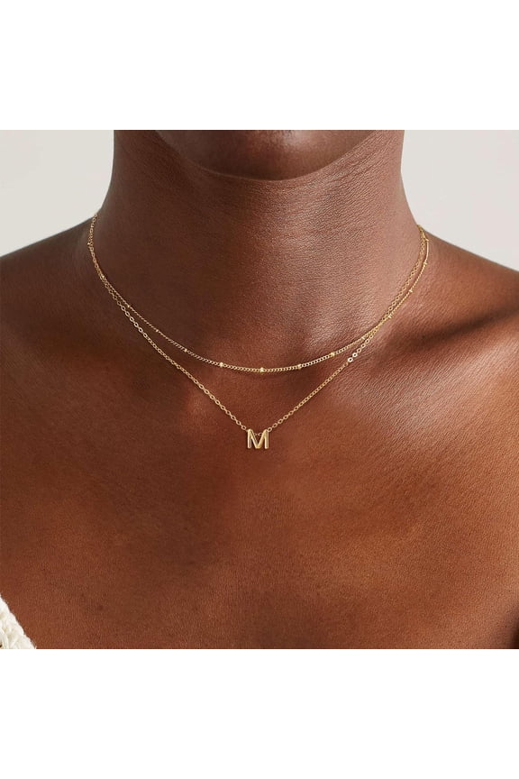 Gold Initial Necklaces For Women, 14K Gold Plated Round Letter A-Z Pendant Necklace Trendy Capital Monogram Necklace Dainty Name Pendant Necklace For Women Jewelry Gifts[o6445]