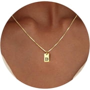 Gold Initial Necklaces For Women Non Tarnish, 14K Gold Plated Dainty Square Letter Pendant Charm Necklace Waterproof A-Z Trendy Thin Chain Name Necklace Personalized Jewelry Gifts[o5261]