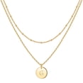 thumbnail image 1 of Gold Initial Necklaces for Women Dainty Coin Initial Necklace 14K Gold Plated Layered Initial Necklaces for Women Jewelry, 1 of 5