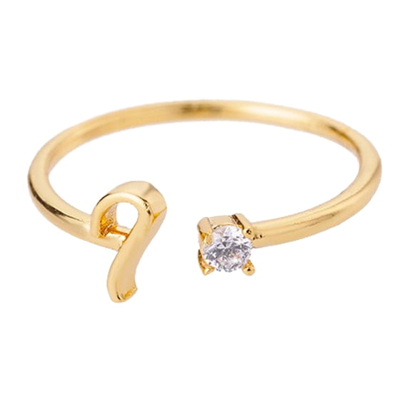 Gold Initial Ring Jewelry for Women Open Ring with Rhinestones 26 Letter Jewelry Statement Ring for Her,One Size,GoldI