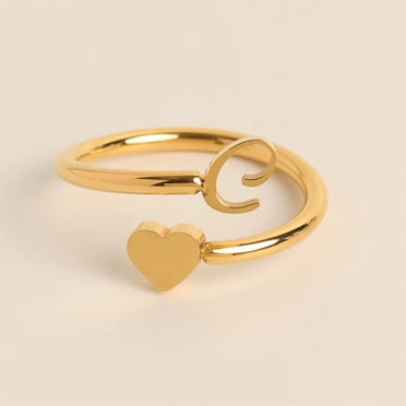 HIJONES Gold Initial Rings For Women Men Stackable A-Z Alphabet Initial Letter Dainty Ring Jewelry Y Size 7