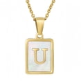 thumbnail image 1 of Gold Initial Shell Necklace for Women, Chunky Letter Seashell Charm Stainless Steel Statement Personalized Necklace, 1 of 11