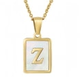 thumbnail image 1 of Gold Initial Shell Necklace for Women, Chunky Letter Seashell Charm Stainless Steel Statement Personalized Necklace, 1 of 11